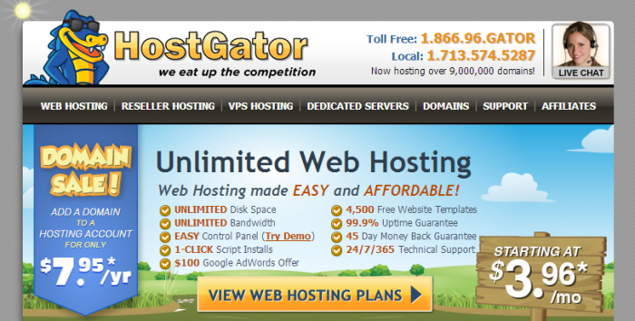 hostgator domain name cost
