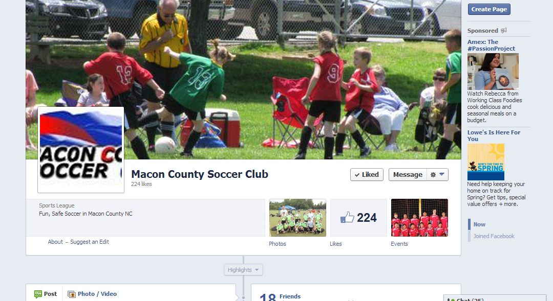 Macon County Soccer Club Facebook Page